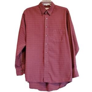 Van Heusen Large Oxford Button Down Long Sleeve Dress Shirt 16 34/35 Maroon